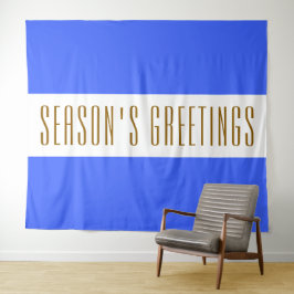 Fun Blue White Stripes Tall SEASON'S GREETINGS Wandkleed