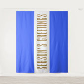 Fun Blue White Stripes Tall SEASON'S GREETINGS Wandkleed (Voorkant)