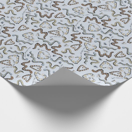 Fun Blue Worms Verjaardag voor kinderen Cadeaupapier (Hoek)