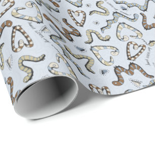 Fun Blue Worms Verjaardag voor kinderen Cadeaupapier