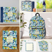 Fun Blue Yellow Dogs Patroon Gepersonaliseerde naa Notitieboek