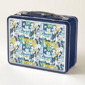 Fun Blue Yellow Dogs Pattern Personalized Name (Achterkant)