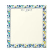 Fun Blue Yellow Dogs Pattern Personalized Name Notitieblok (Voorkant)