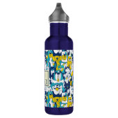 Fun Blue Yellow Dogs Pattern Personalized Name Waterfles (Rechts)