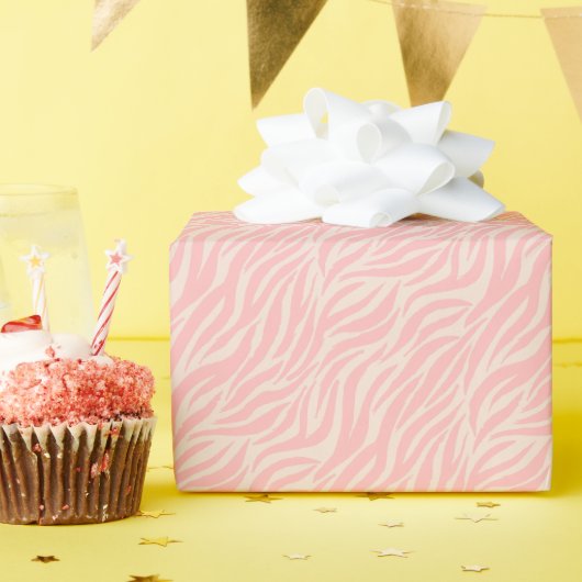 Fun Blush Pink Tiger Stripe Patroon Cadeaupapier (Verjaardagsfeest)