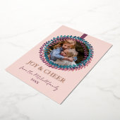 Fun Blush Roze Blauwgroen Blauwe Krans Roos Goud Folie Feestdagenkaart (Gedraaid)