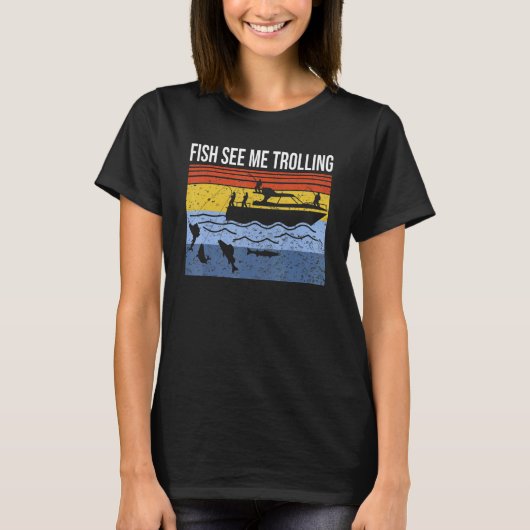 Fun boat fishing trolling fish see me trolling spi t-shirt (Voorkant)