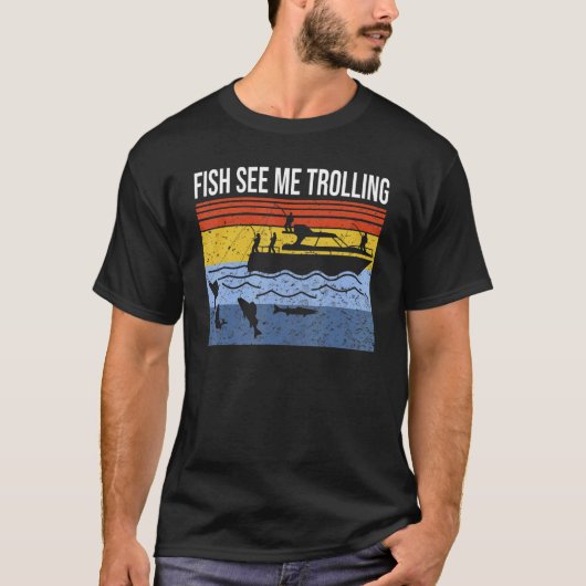 Fun boat fishing trolling fish see me trolling spi t-shirt (Voorkant)