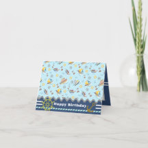 Fun Boats Blue. Birthday Kaart