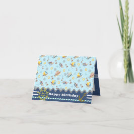 Fun Boats Blue. Birthday Kaart