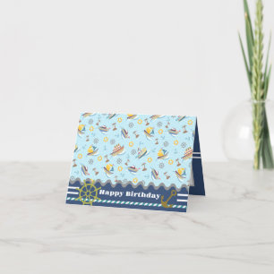 Fun Boats Blue. Birthday Kaart