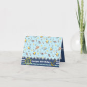 Fun Boats Blue. Birthday Kaart (Voorkant)