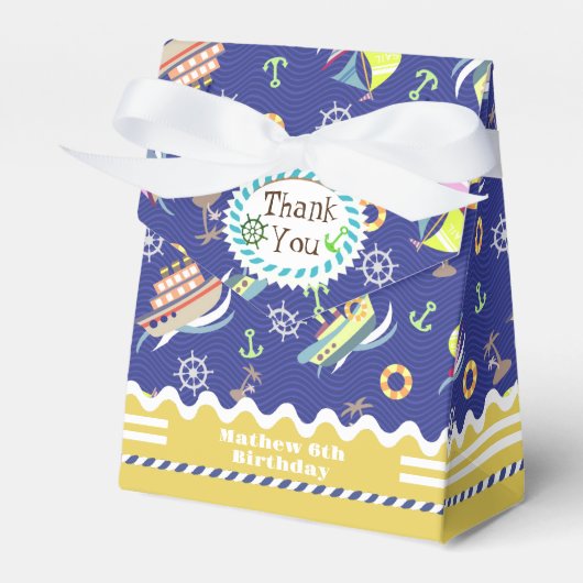 Fun Boats Blue Favor Box Bedankdoosjes (Voorkant Zijde)