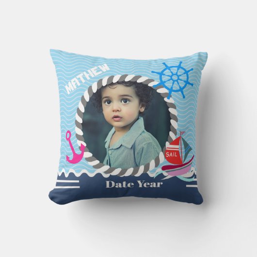 Fun Boats Blue Navy Foto Sierkussen (Voorkant)
