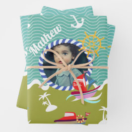 Fun Boats Foto Aqua Groene Inpakpapier Bladen Vel