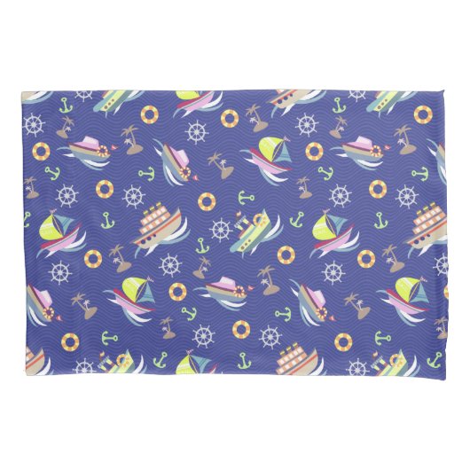 Fun Boats Navy Pillow Hoesje Kussensloop (Voorkant)