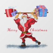 Fun Bodybuilder Santa Claus met kerstcadeaus Raamsticker (Vel)