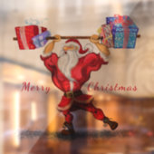Fun Bodybuilder Santa Claus met kerstcadeaus Raamsticker (Vel 2)
