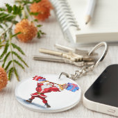 Fun Bodybuilder Santa Claus met kerstcadeaus Sleutelhanger (Voorkant Rechts)