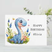 Fun Boho Dino Verjaardag Kaart (Staand voorkant)