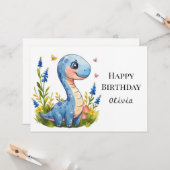 Fun Boho Dino Verjaardag Kaart (Voorkant / Achterkant in situ)