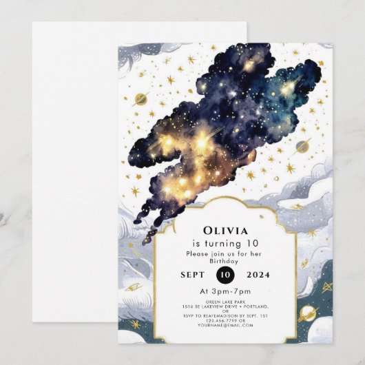 Fun Boho Space Verjaardag Kaart (Voorkant / Achterkant)