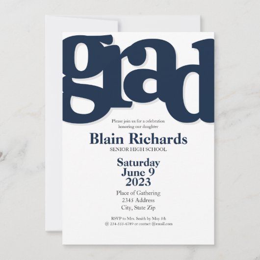 FUN BOLD Afstudeerfeest Uitnodiging (Voorkant)