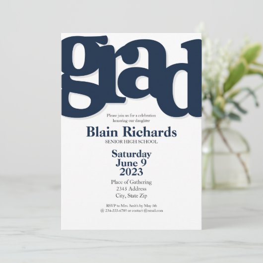 FUN BOLD Afstudeerfeest Uitnodiging (Staand voorkant)