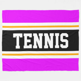 Fun Bold Athletic Bright Pink Black Tennis Stripes Fleece Deken