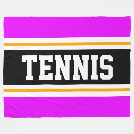Fun Bold Athletic Bright Pink Black Tennis Stripes Fleece Deken (Voorkant (Horizontaal))