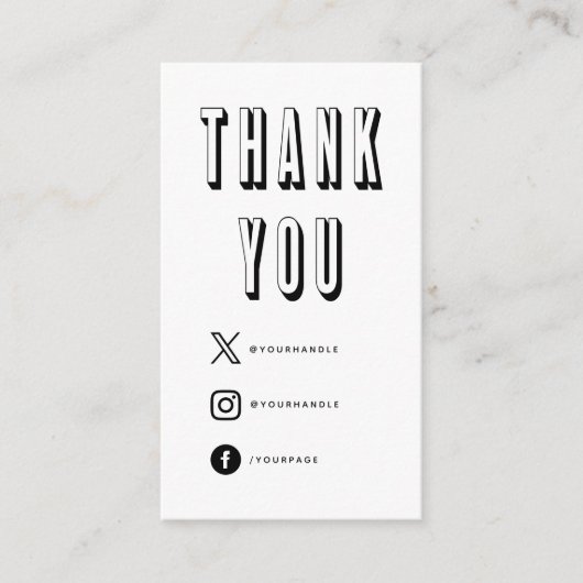 Fun bold bedankt social media Enclosure Kaart (Voorkant)