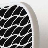 Fun Bold Black White Tiled Creves Pattern Pickleball Paddle (Links Detail)