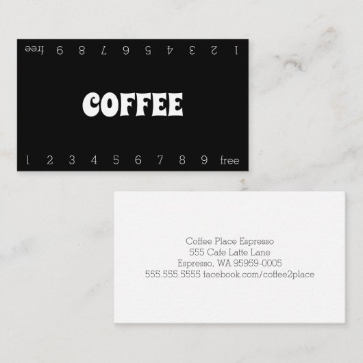 Fun Bold Double Number Loyalty Coffee Punch Card (Voorkant / Achterkant)