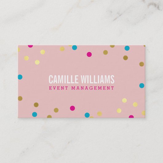 FUN BOLD KLEURRIJKE confetti cool goud roze blauw Visitekaartje (Voorkant)