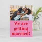 Fun Bold Modern Pink and Red Photo Wedding Save The Date (Staand voorkant)