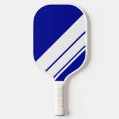 Fun Bold Navy Blauw Wit Diagonaal Racing Stripes Pickleball Paddle (Voorkant)