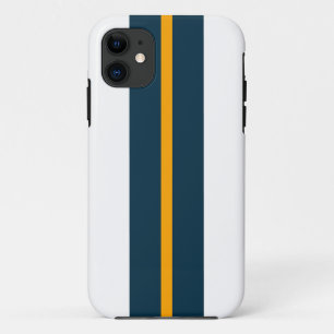 Fun Bold Ocean Blue Yellow Racing Stripes op wit Case-Mate iPhone Case