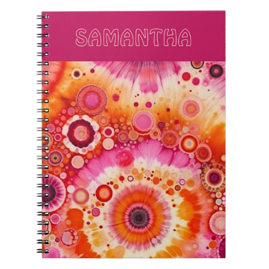 Fun Bold Orange Hot Pink Batik Circles Art Pattern Notitieboek (Voorkant)