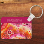Fun Bold Orange Hot Pink Batik Circles Art Pattern Sleutelhanger (Voorkant)