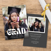 Fun Bold Retro Afstudeerder Foto Afstuderen Aankondiging