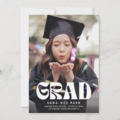 Fun Bold Retro Afstudeerder Foto Afstuderen Aankondiging (Voorkant)