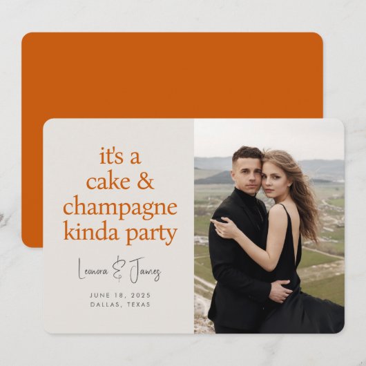 Fun Bold Typography Burnt Oranje Wedding Save The Date (Voorkant / Achterkant)