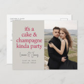 Fun Bold Typography Magenta Pink Weddenschap Save  Aankondigingskaart (Voorkant / Achterkant)