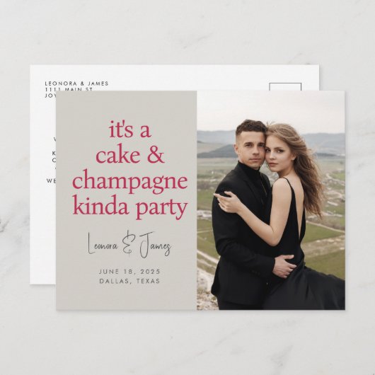 Fun Bold Typography Magenta Pink Weddenschap Save  Aankondigingskaart (Voorkant / Achterkant)