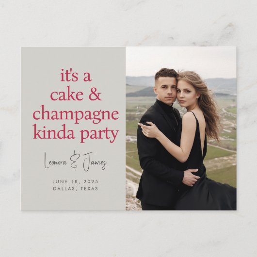 Fun Bold Typography Magenta Pink Weddenschap Save Aankondigingskaart (Voorkant)