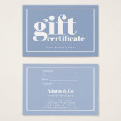 Fun Bold Typography Two Tone Cadeft Certificate Visitekaartje (Voorkant /achterkant)