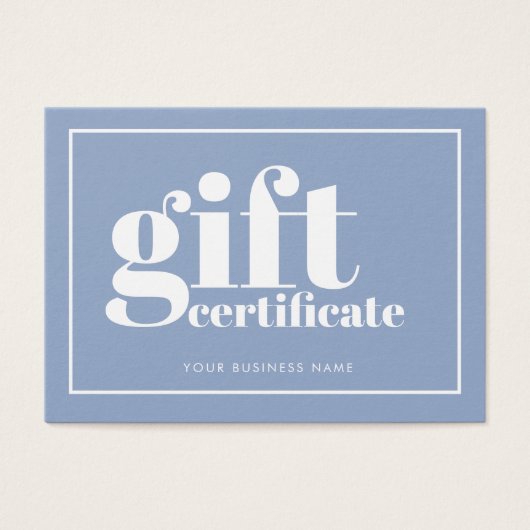 Fun Bold Typography Two Tone Cadeft Certificate Visitekaartje (Voorkant)