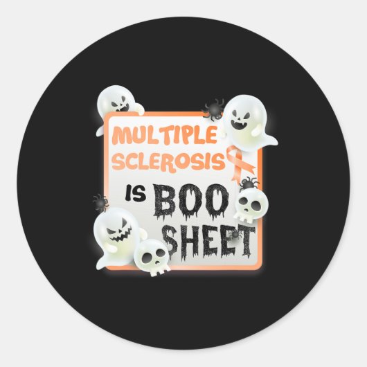 Fun Boo Halloween Ghost MS Multiple Sclerose is B Ronde Sticker (Voorkant)