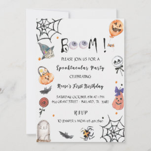 Fun Boo! Spooktacular Halloween birthday party Kaart