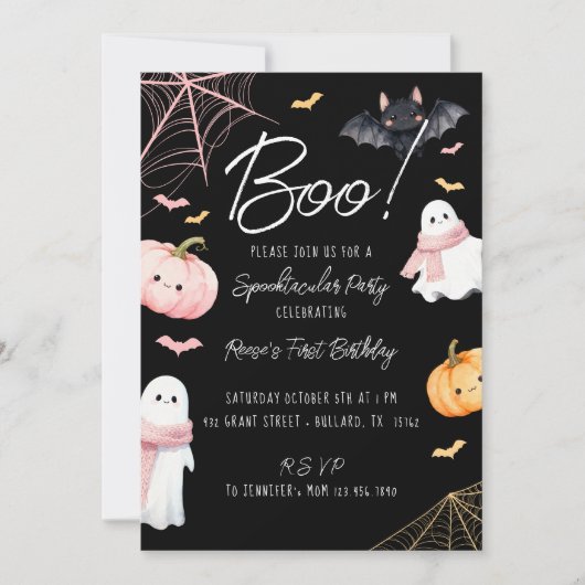 Fun Boo! Spooktacular Halloween Birthday Party Kaart (Voorkant)
